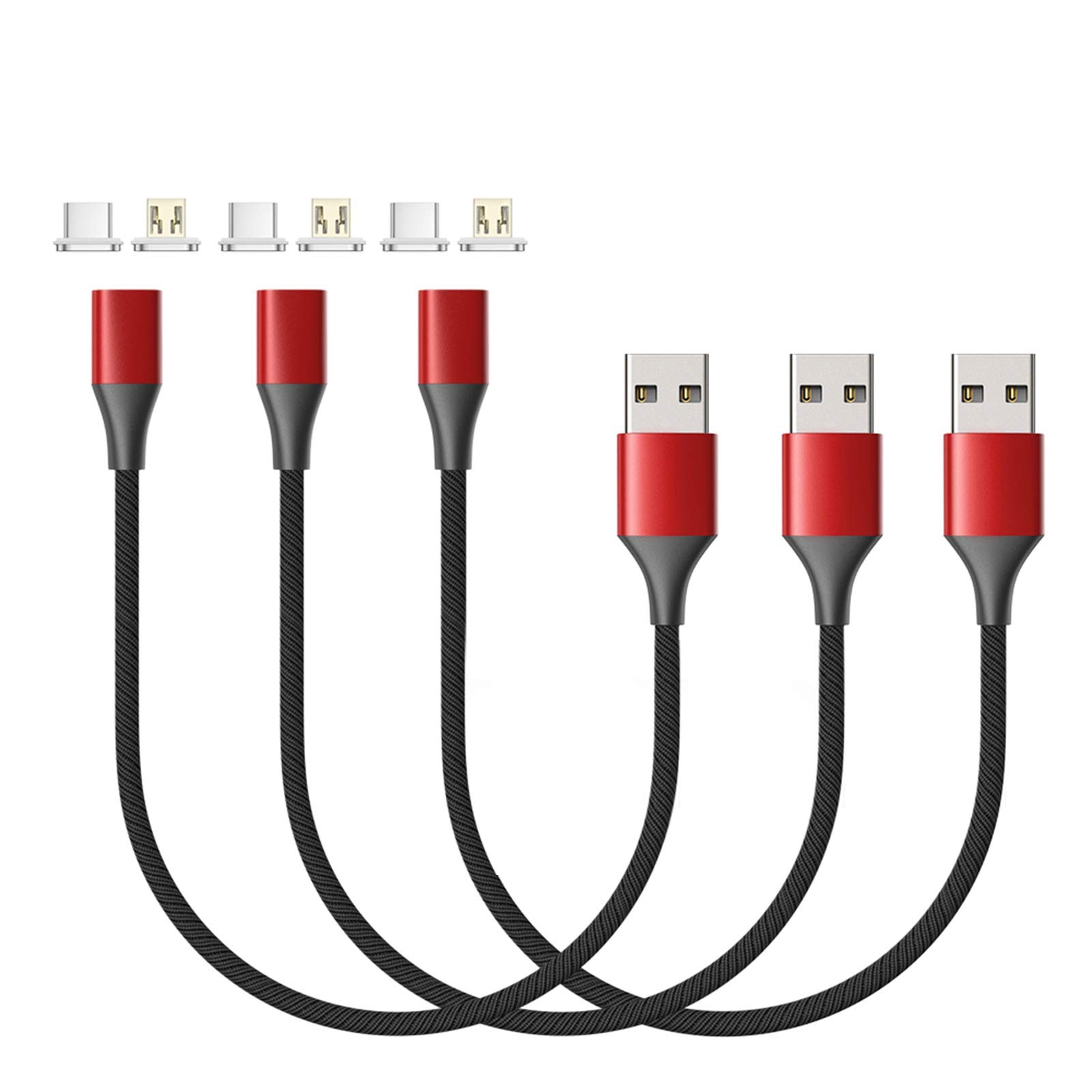 N. NETDOT Magnetic Charging Cable, Gen10 Nylon Braided 2-in-1 1ft, Red 