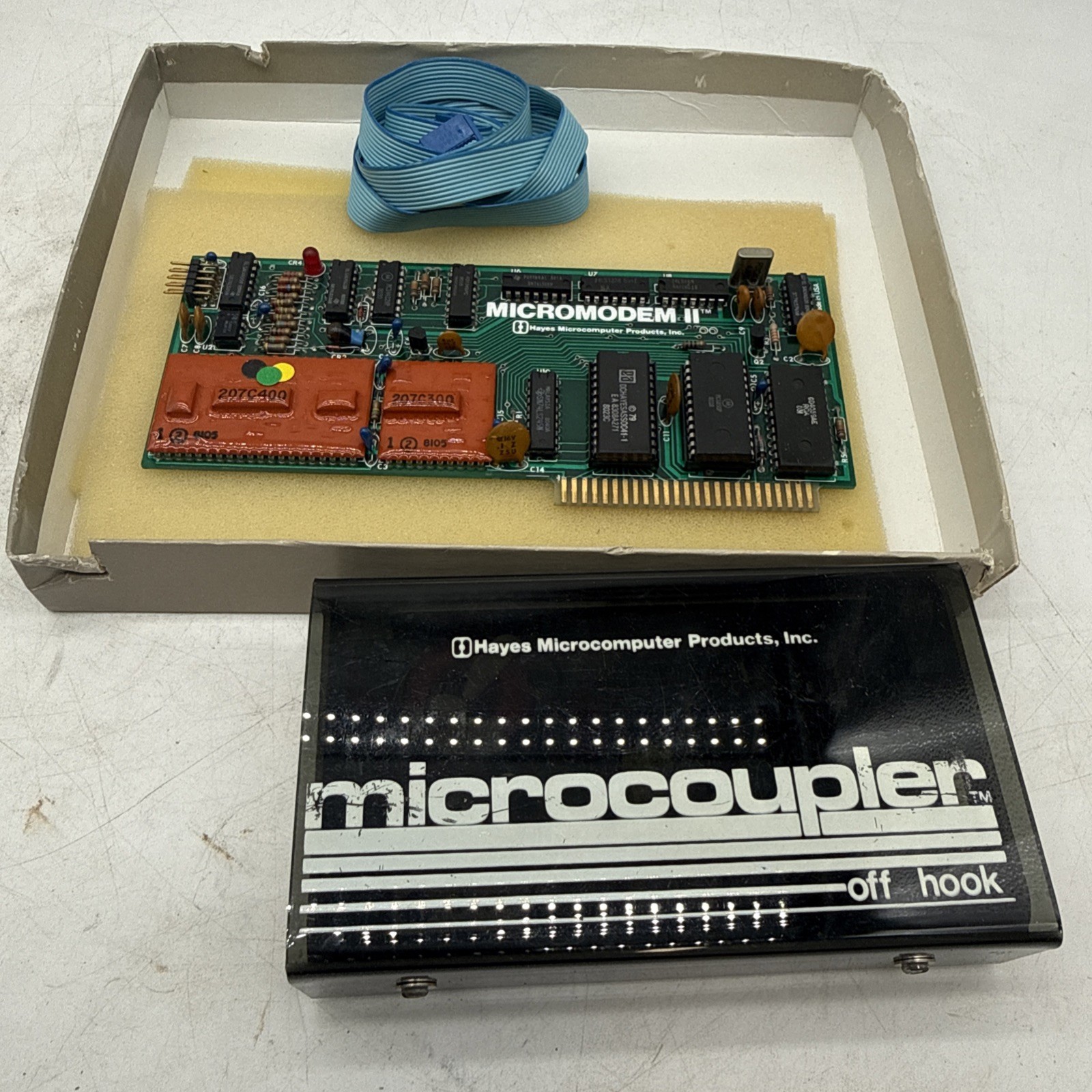 ✅  ⌘ Vintage Hayes Micromodem II Modem & Microcoupler w/ Cable for Apple II