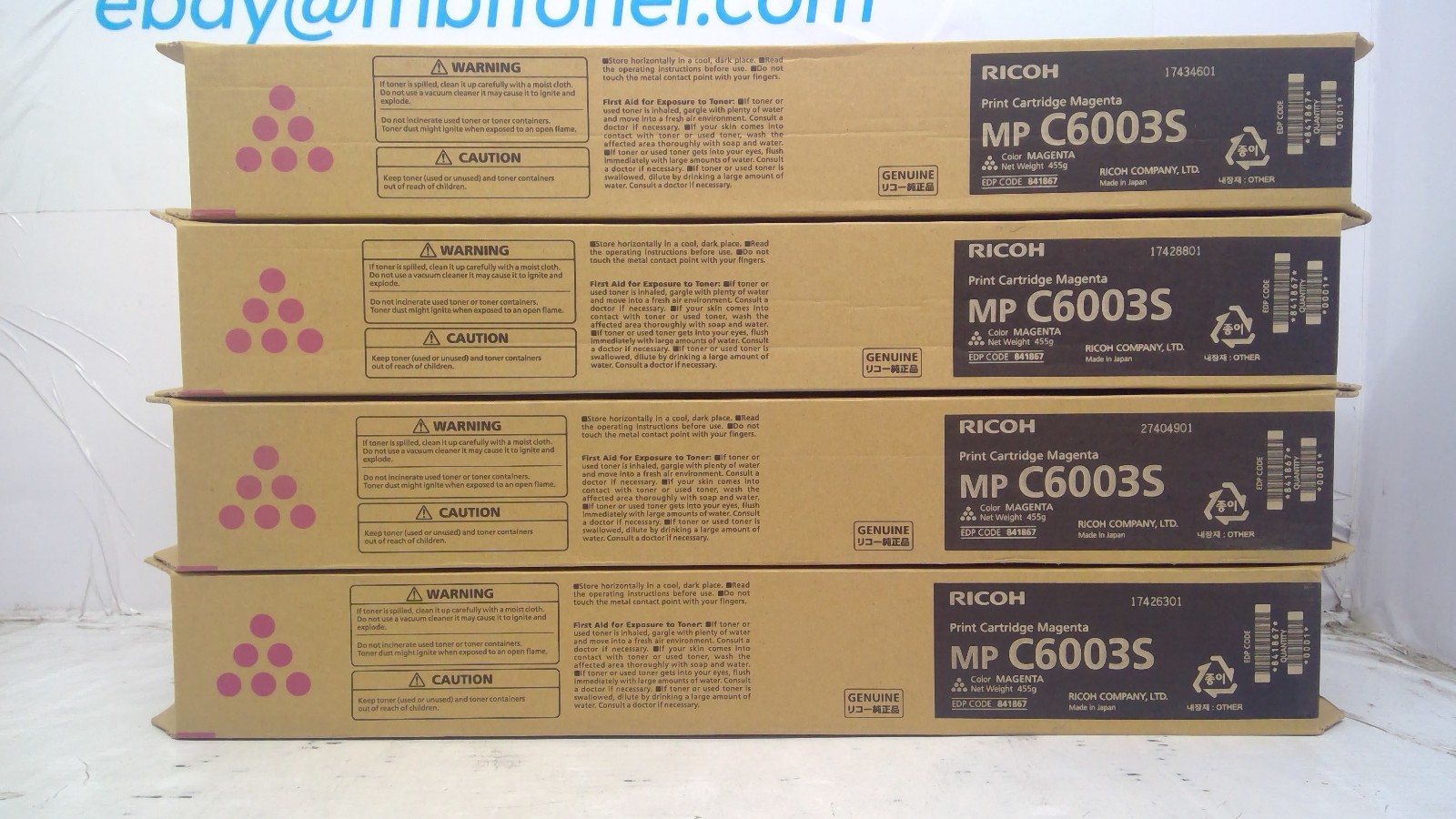 Genuine Ricoh MP C6003S Magenta Toner Cartridge *LOT OF 4* 841867 841851