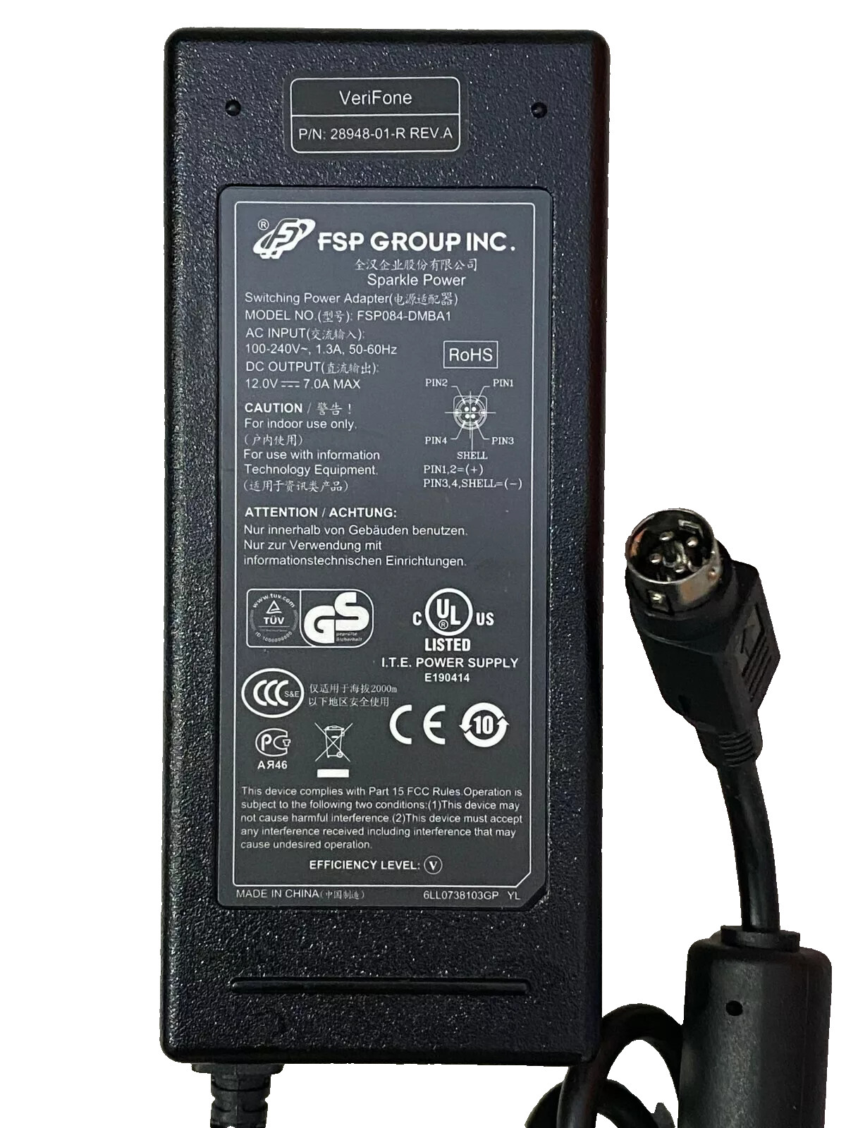 FSP 12V 4-Pin AC DC Adapter For EDAC EDACPOWER ELEC Model: EA10951F-120 Power