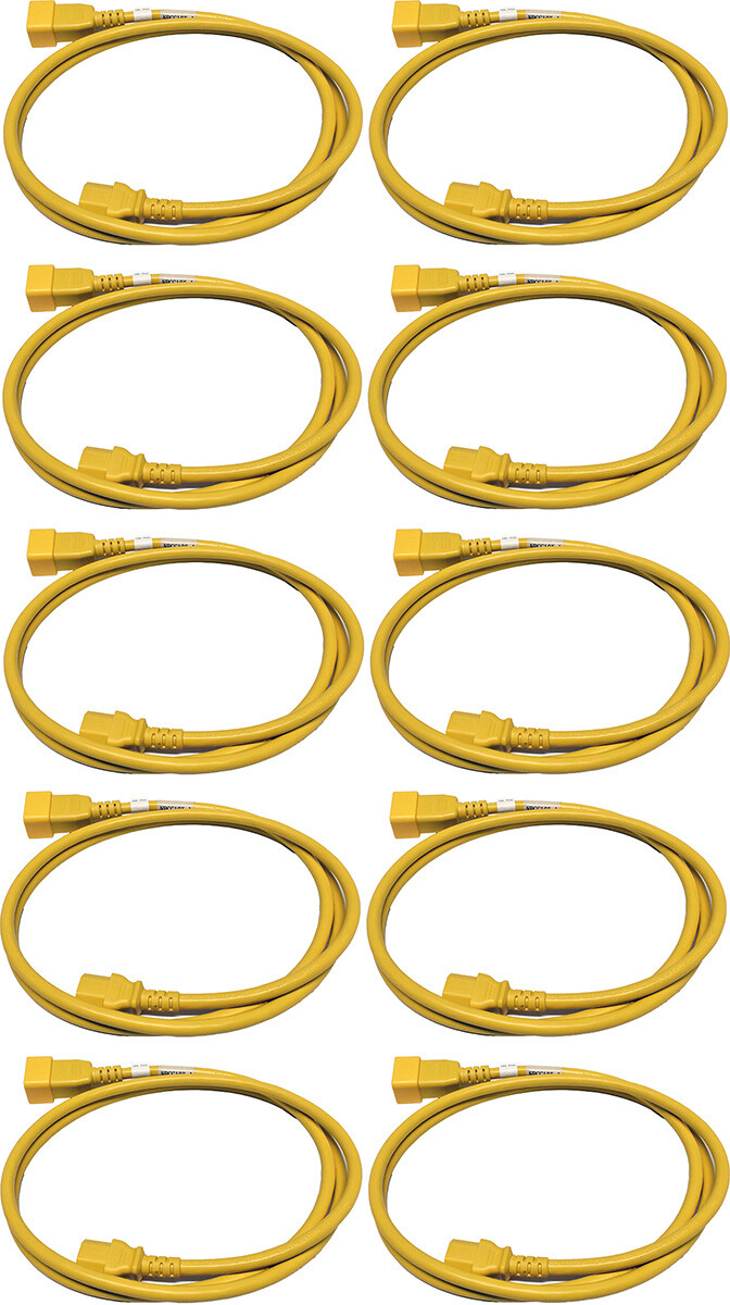 10x Panduit Power Cord C20 C13 Power Lead Yellow 1.8m 16A 250V NPCC19X-1