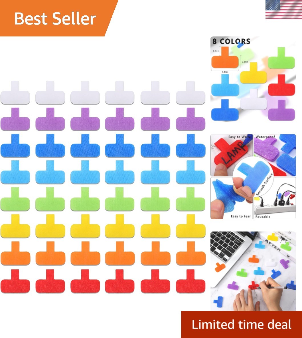 50 Pcs Cable Labels Multi Color with Writable Surface Reusable Waterproof Dur...