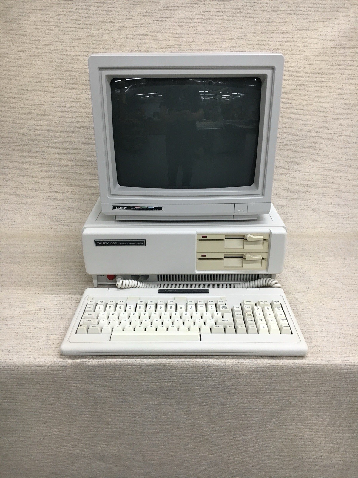 Tandy 1000 SX Retro Computer With Dot Matrix Printer And Floppy Disks