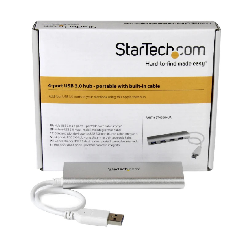 StarTech 4-Port Portable USB 3.0 Hub with Built-in Cable NEW