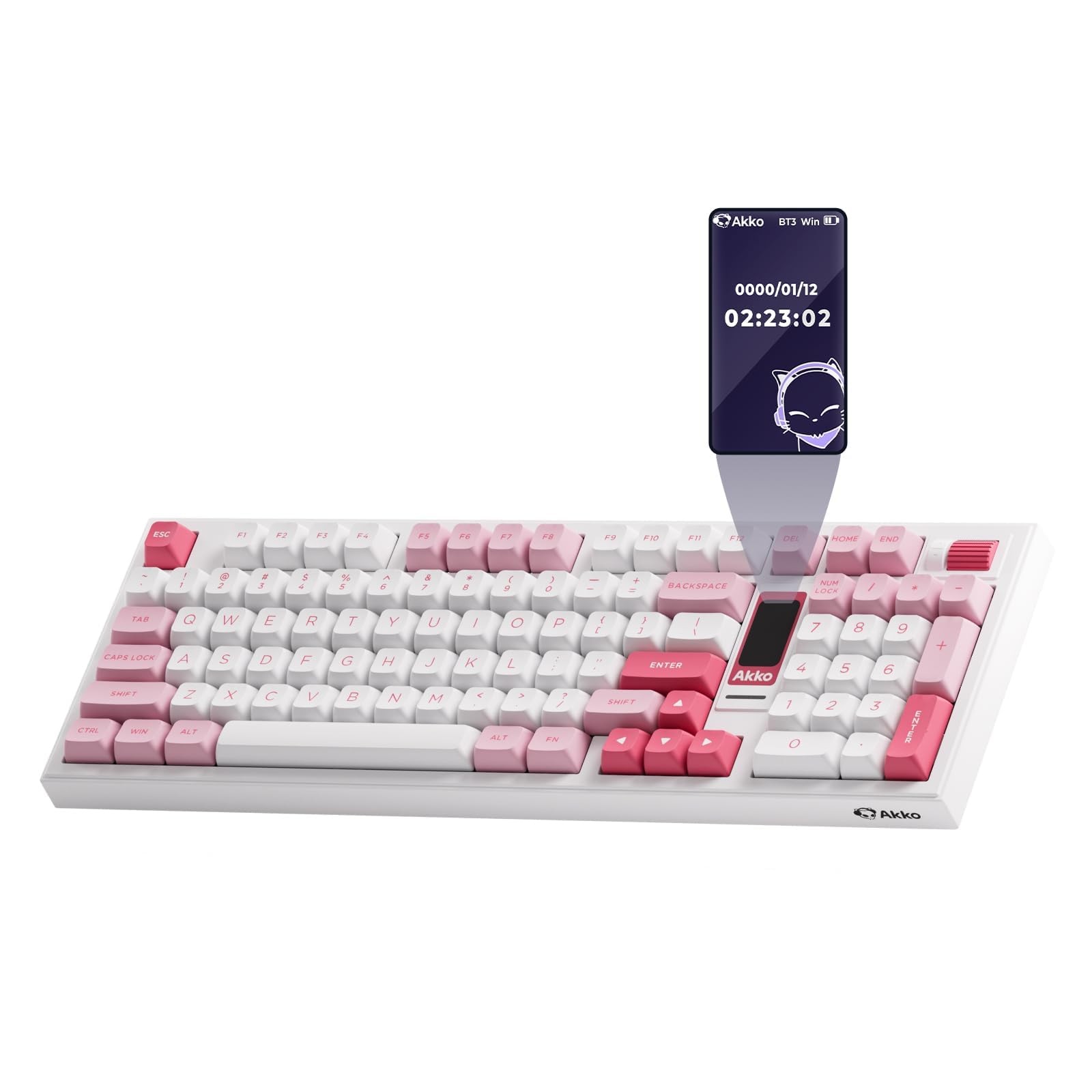 Akko 5098B Wireless Gaming Keyboard with Screen, Prunus Lannesiana Hot-Swappa...