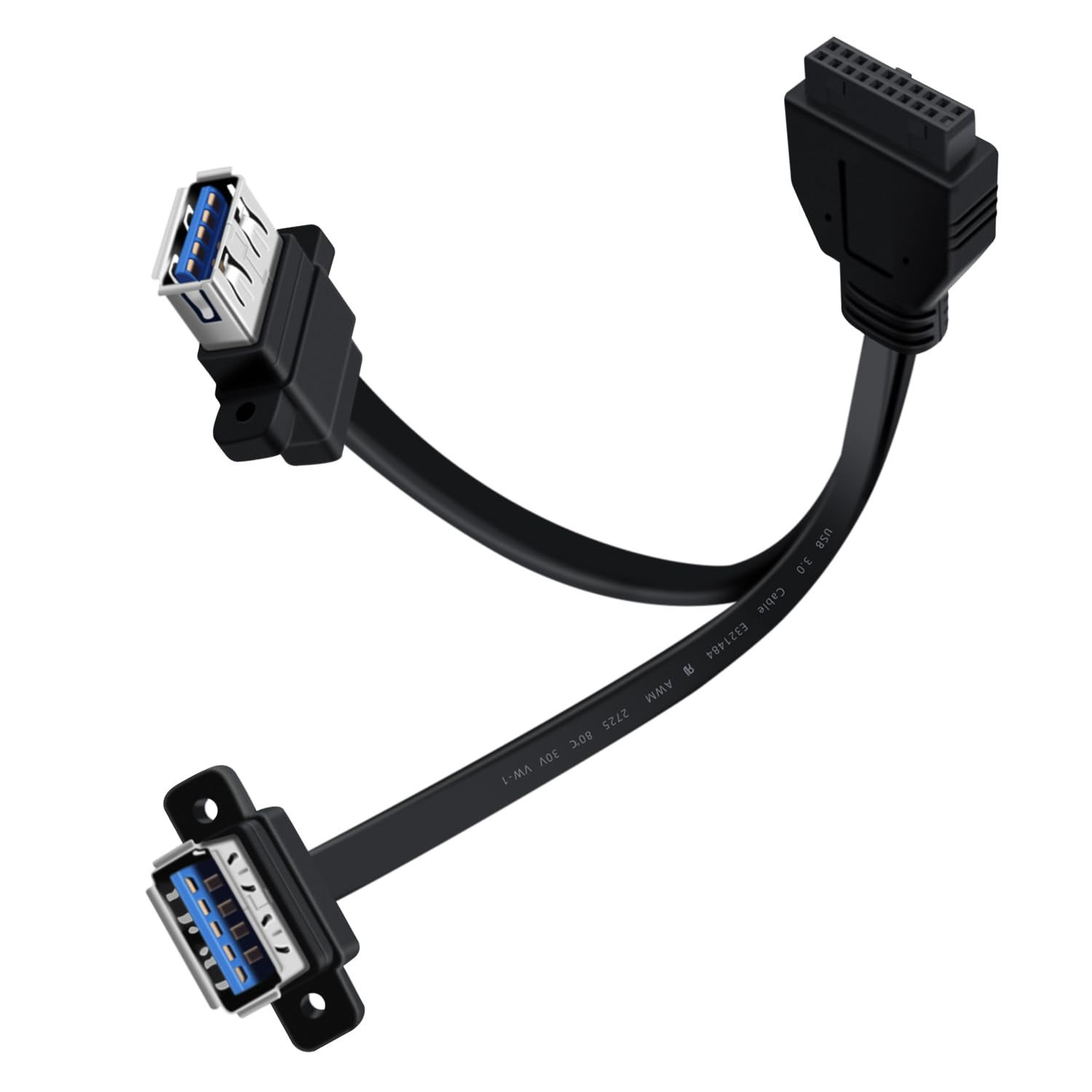 USB 3.0 Front Panel Cable Extension with Panel Mount Holes 5Gbps Motherboard