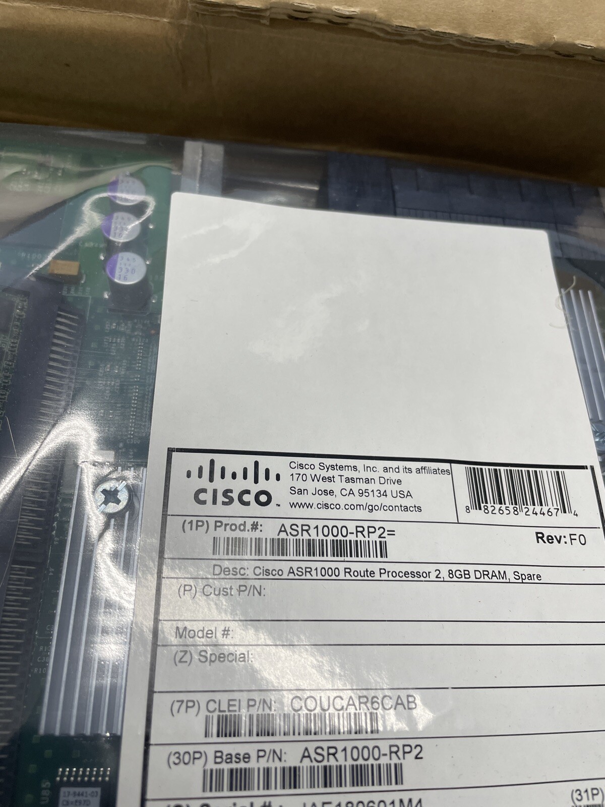 NEW Cisco ASR1000-RP2, Route Processor 2, 8GB DRAM, Spare. HDD M-ASR-1K-HDD-80GB