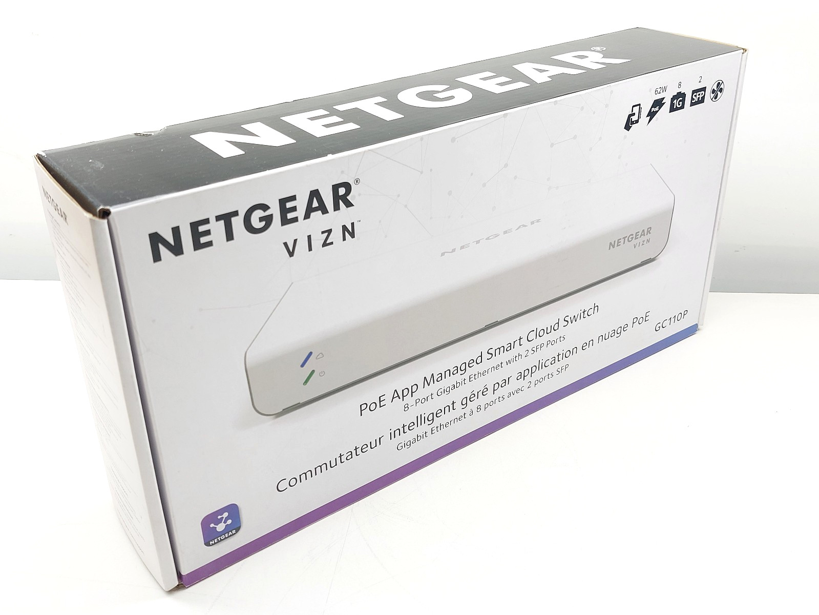Netgear VIZN PoE App Managed Smart Cloud Switch 8-Port Gigabit w/ 2 SFP GC110P