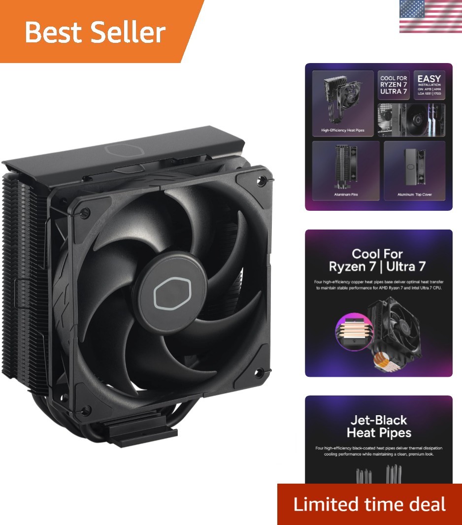 Compact Hyper 212 Black CPU Cooler - Effective Heat Dissipation for Gamers