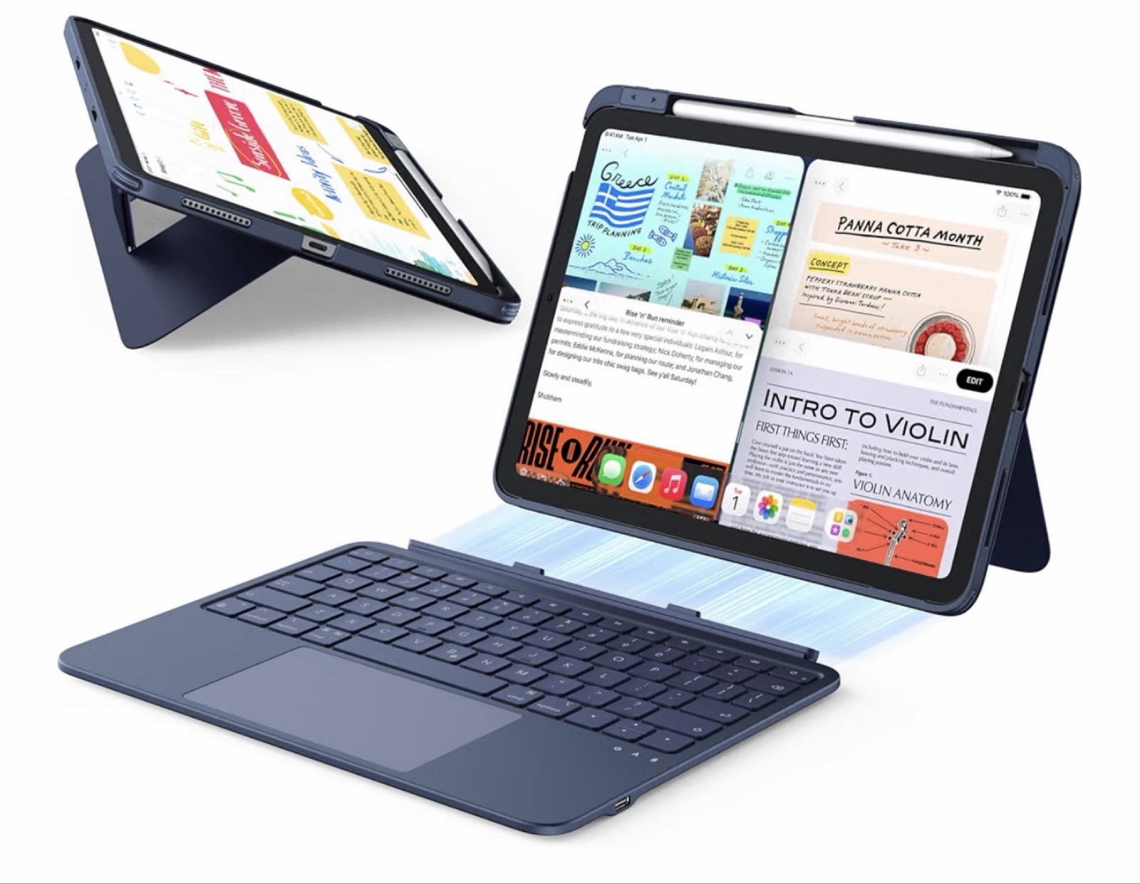 ESR Flex Keyboard Case for iPad 11th/10th Gen, Detachable, Trackpad, Blue