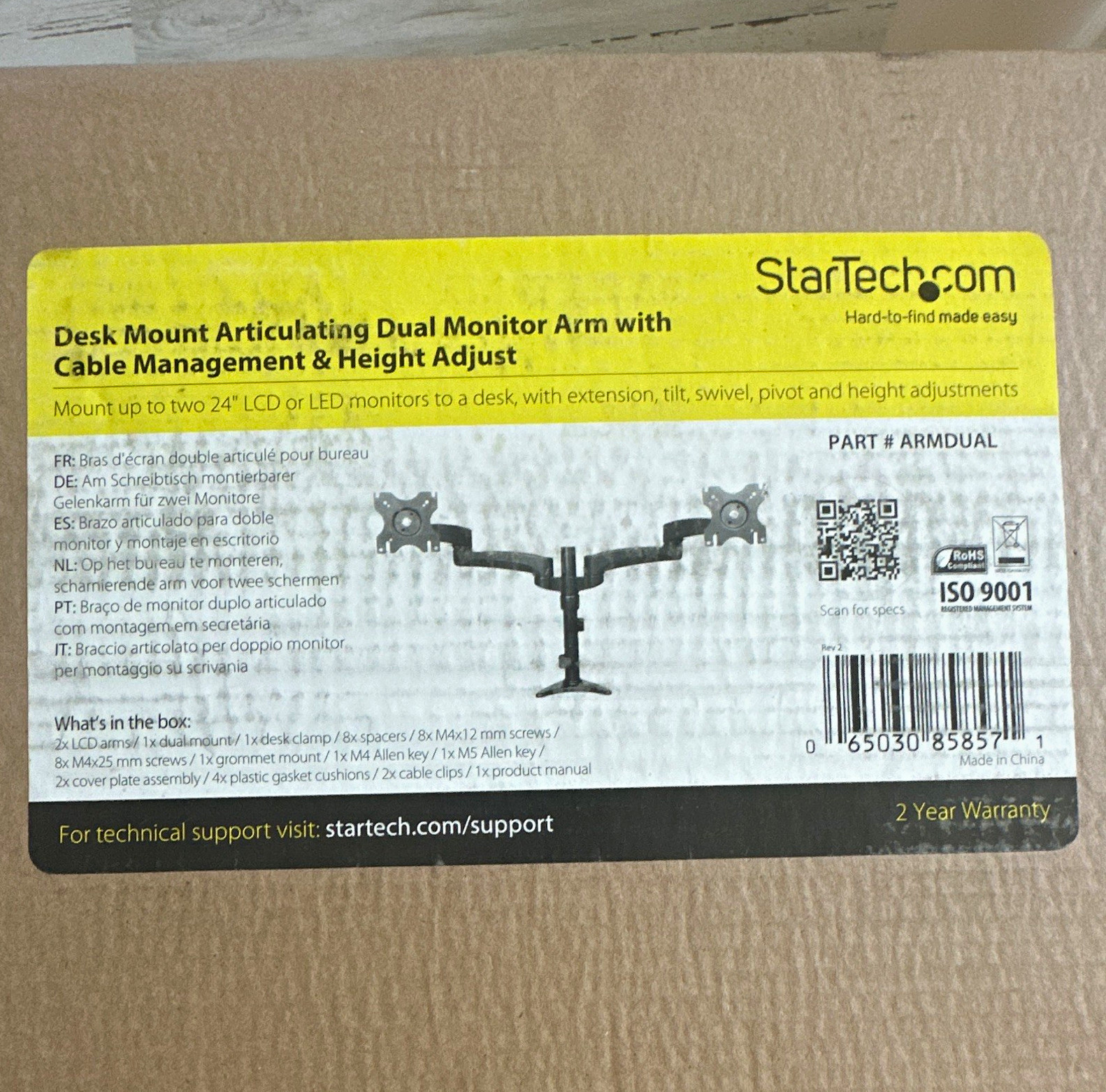 StarTech ARMDUAL - Desk Mount Dual Monitor Arm -  Multi-adjust