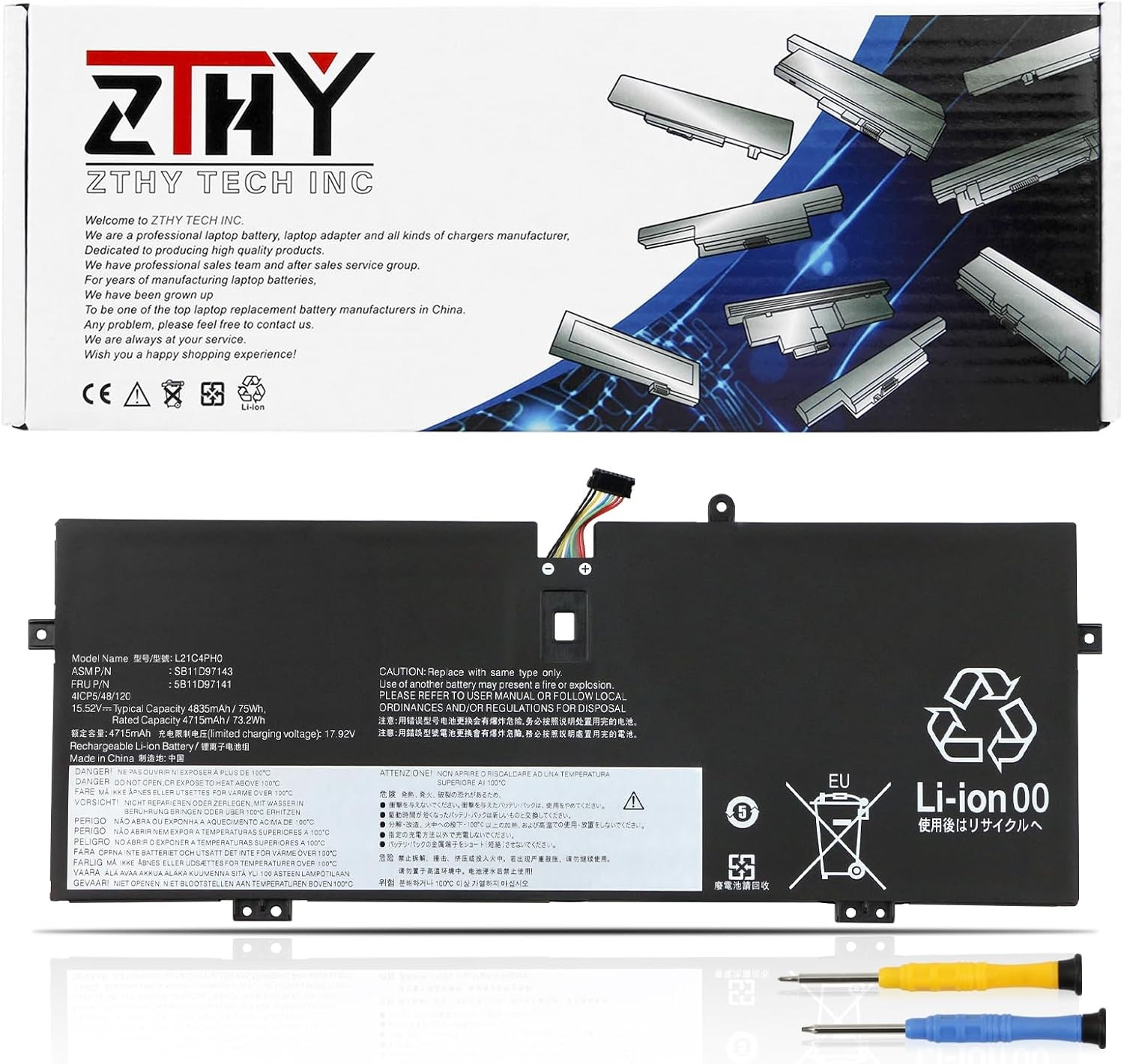 75Wh L21C4PH0 Battery Replacement for Lenovo IdeaPad Yoga 9 14IAP7 9 14IRP8