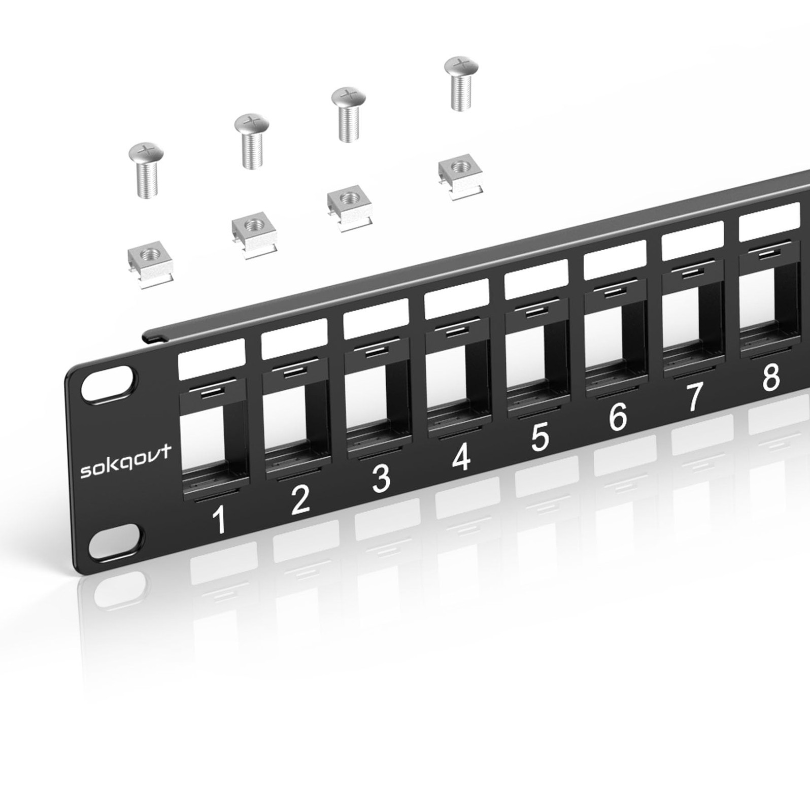 Sokqovt 24 Port Blank Keystone Patch Panel with Snap-in 24 Port, Black 