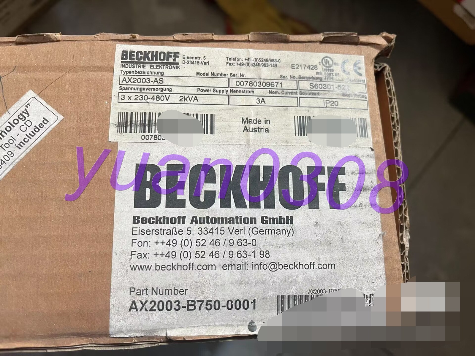 1PC NEW BECKHOFF AX2003-AS Servo Driver Via DHL or FedEX