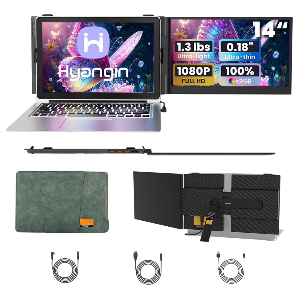 Hyangin S8 Portable Laptop Screen Extender Ultra Slim Dual Monitor Mac Windows