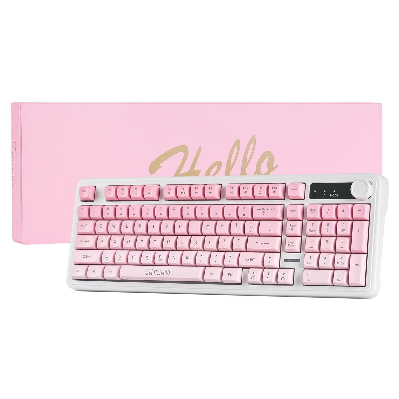 Pink Gradient Wireless LED Keyboard Cute Gaming Desk Accessories Gift