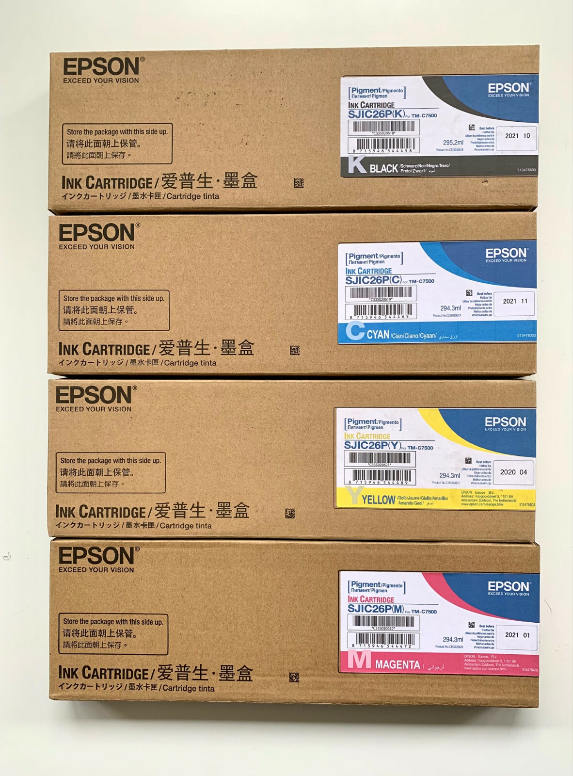 Genuine Ink Epson ColorWorks C7500 TM-C7500 / SJIC26P K C M Y INK Cartridges