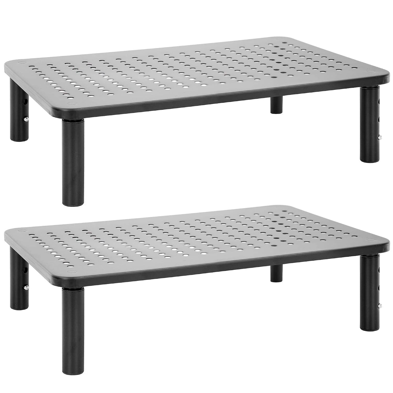 Mount-It Metal Monitor Riser 2-Pack | Height Adjustable Computer Display and