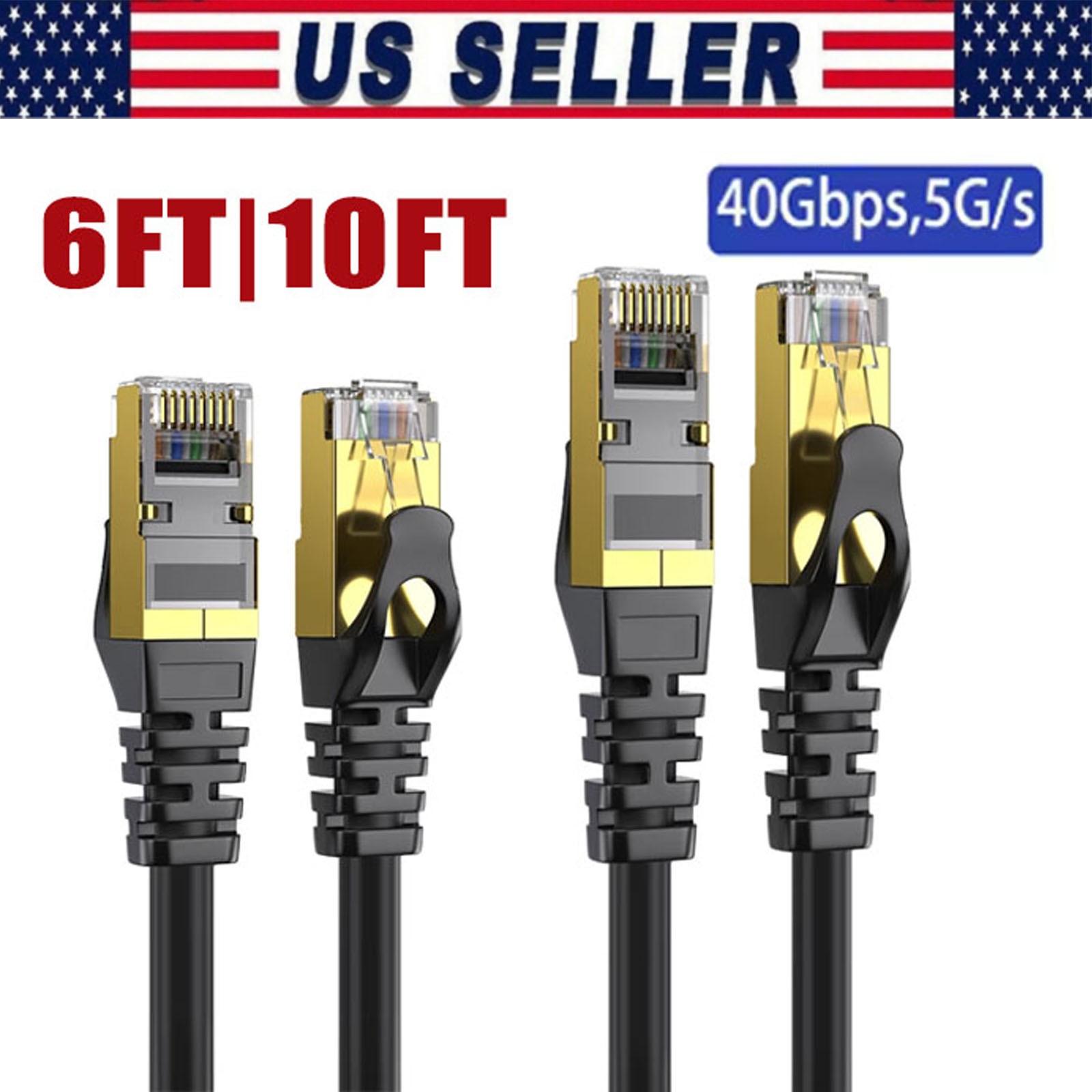 Cat 8 Ethernet RJ45 Cable Super Speed 40Gbps Patch LAN Network Gold Plated Lot