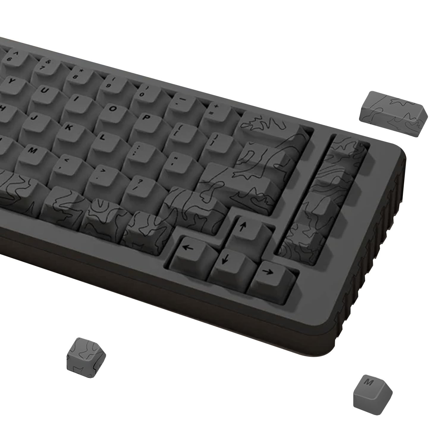 164 Keys Topo Canyon Dye Sub PBT Keycaps 1.7mm Cherry Profile Gray Key Set