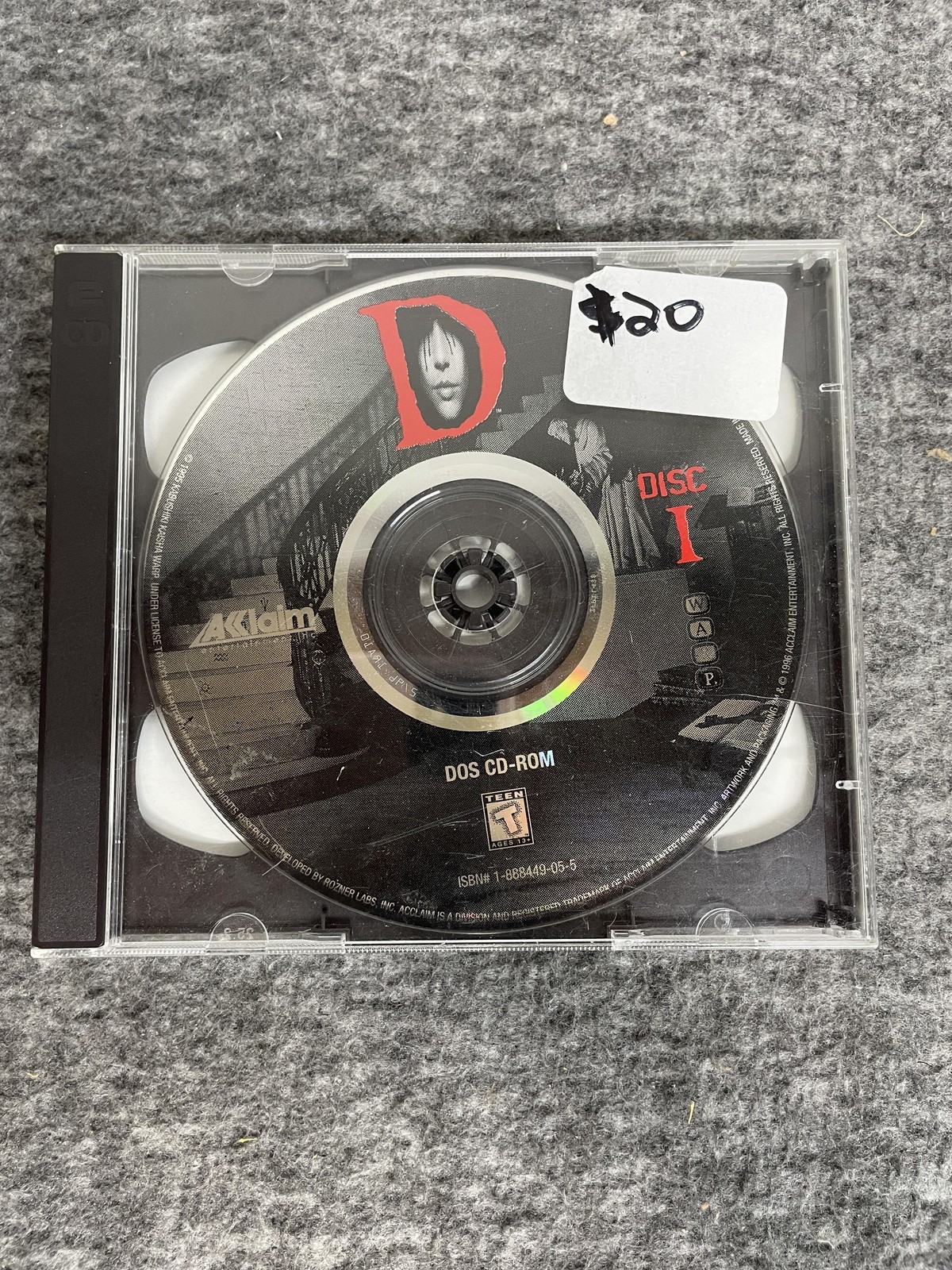 Vintage D PC Game DOS CD-ROM Aklaim Disc 1 Horror Adventure 1995 Complete Rare
