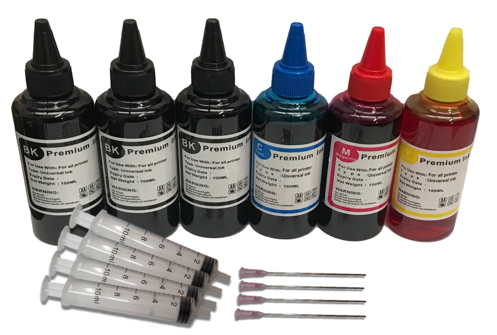 Bulk refill ink for Canon PGI CLI ink Cartridges & CISS 6 x 100ml  bottle 600ml