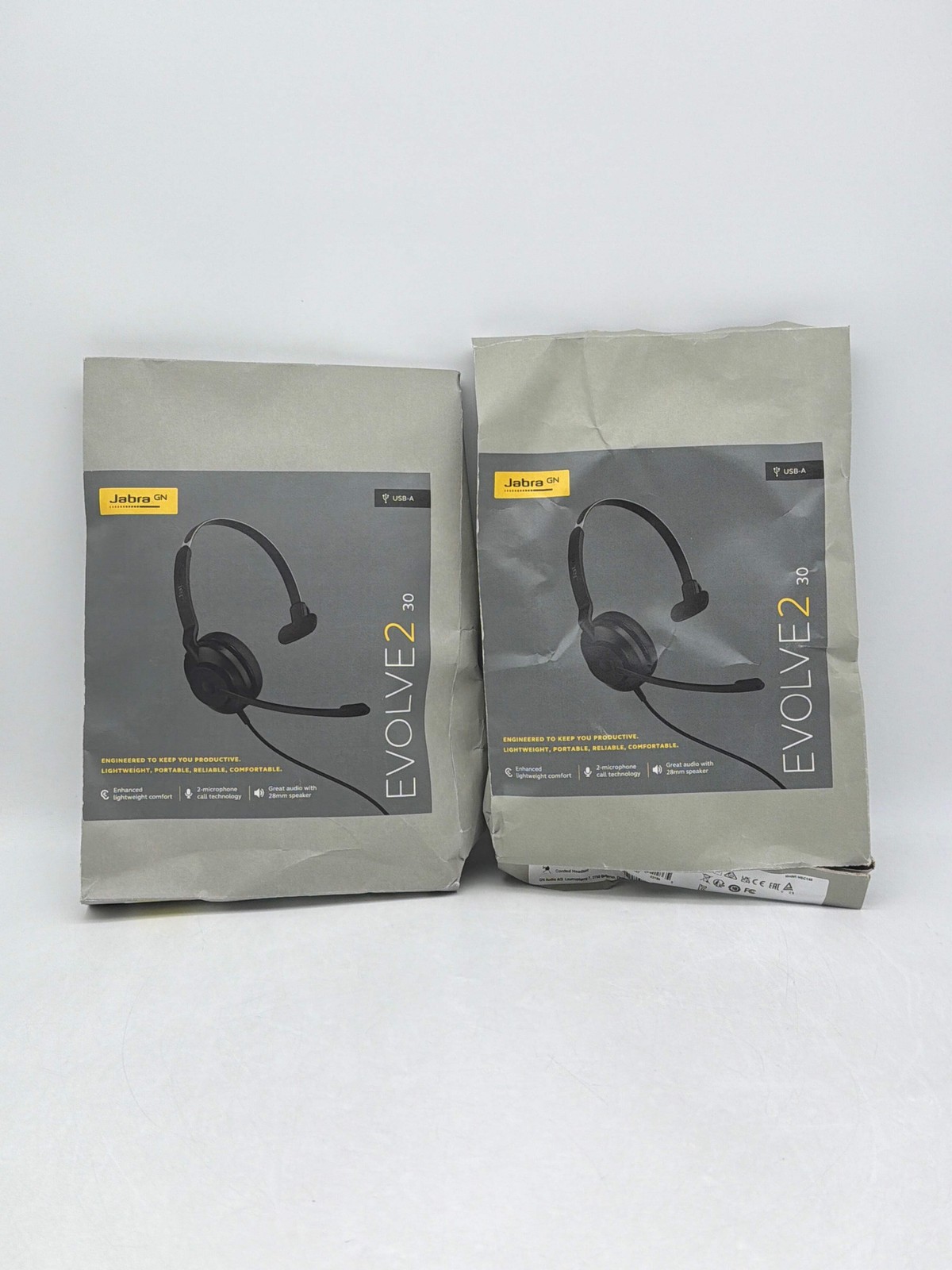 Open Box Jabra Evolve2 30 MS 2 Built-in Microphones Wired Headset Black - Lot of