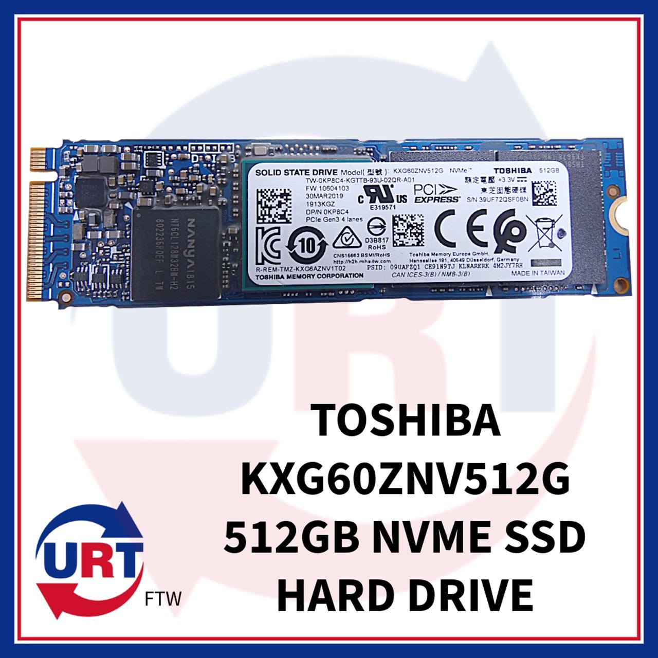 TOSHIBA KXG60ZNV512G 512GB NVME SSD HARD DRIVE #199210#