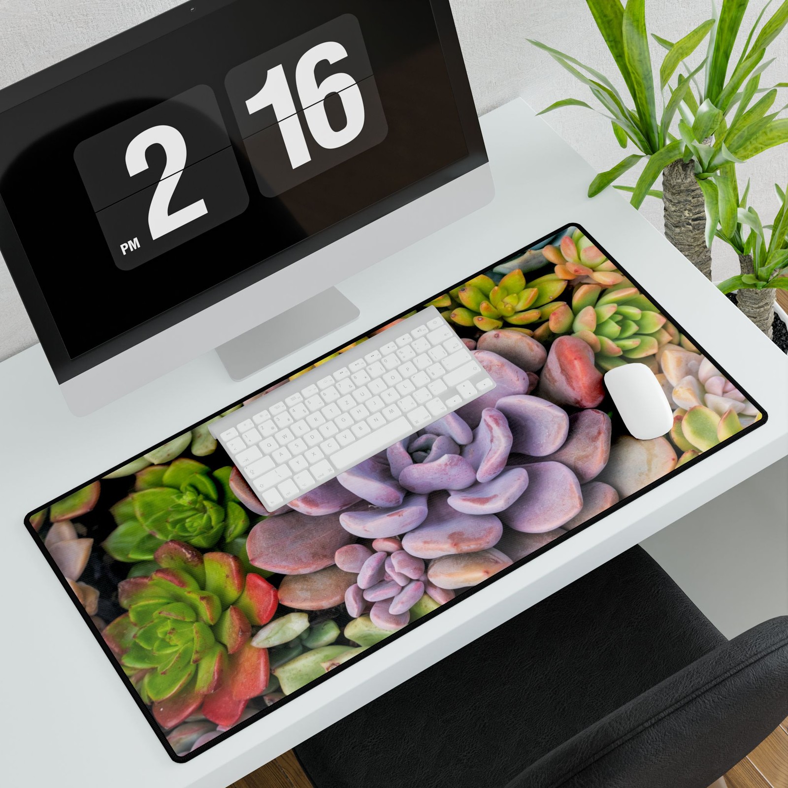 Colorful Succulent Desk Mat – Minimal Clean Design Multiple Sizes 