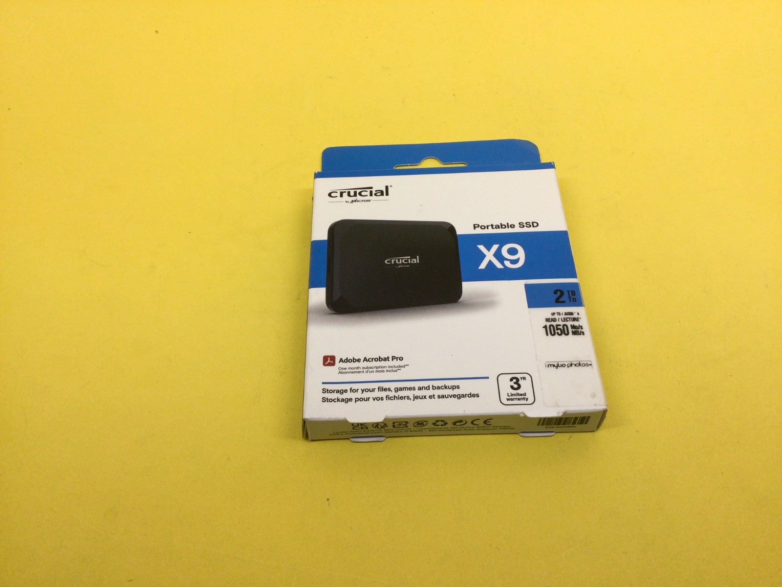 Crucial X9 2TB Portable USB 3.2 USB-C External SSD CT2000X9SSD902 NOB