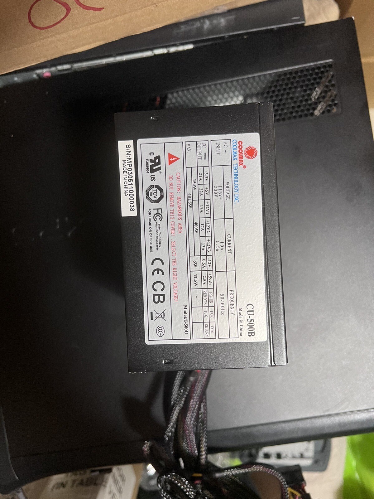 Cool max Model CU500B  500W PSU (RS-500-PSAR-I3)