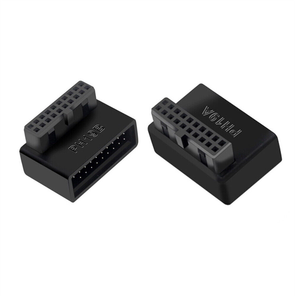 2pcs USB 3.0 20pin Male to Female Extension Adapter Up Down Angled 90 Degree