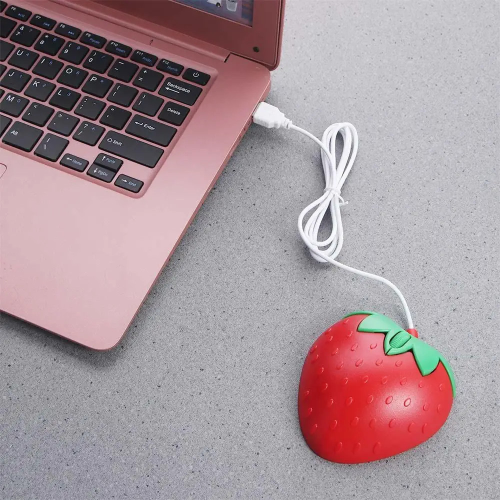 Cute For Laptop PC 800DPI Computer Peripherals Cartoon Strawberry Computer Mice