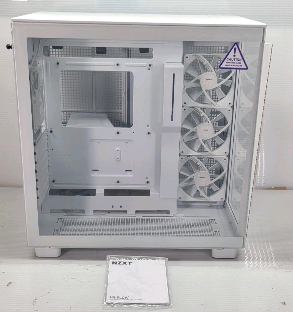 NZXT - H9 Flow+ RGB 2025 ATX Mid-Tower Dual-Chamber PC Case - White