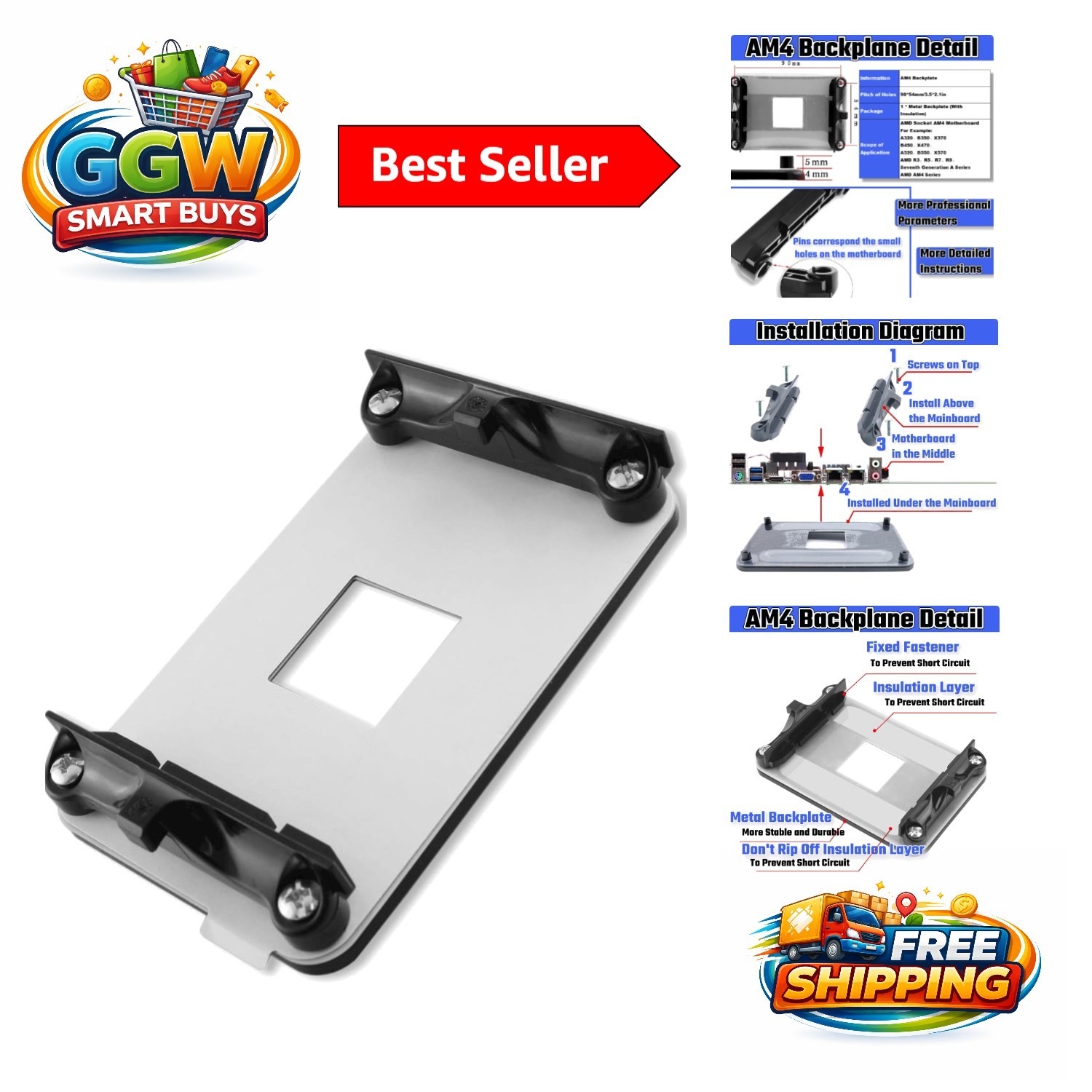 AMD AM4 CPU Heatsink Bracket - Precision Crafted Backplate for Optimal Cooling