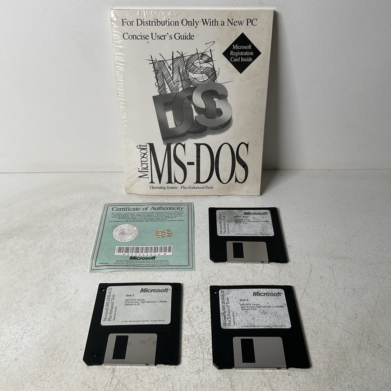 Microsoft MS-DOS 6.22 OEM User's Guide Manual COA Certificate Authentic