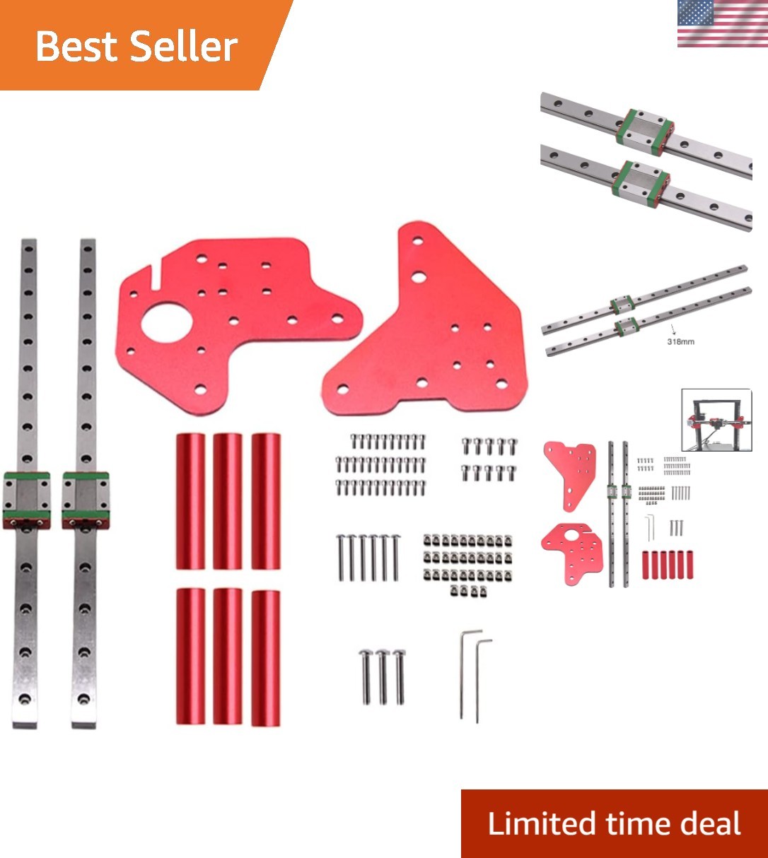 Ender 3 Dual Z-axis Linear Rail Guide Kit with Fix Plate Mount Bracket for En...