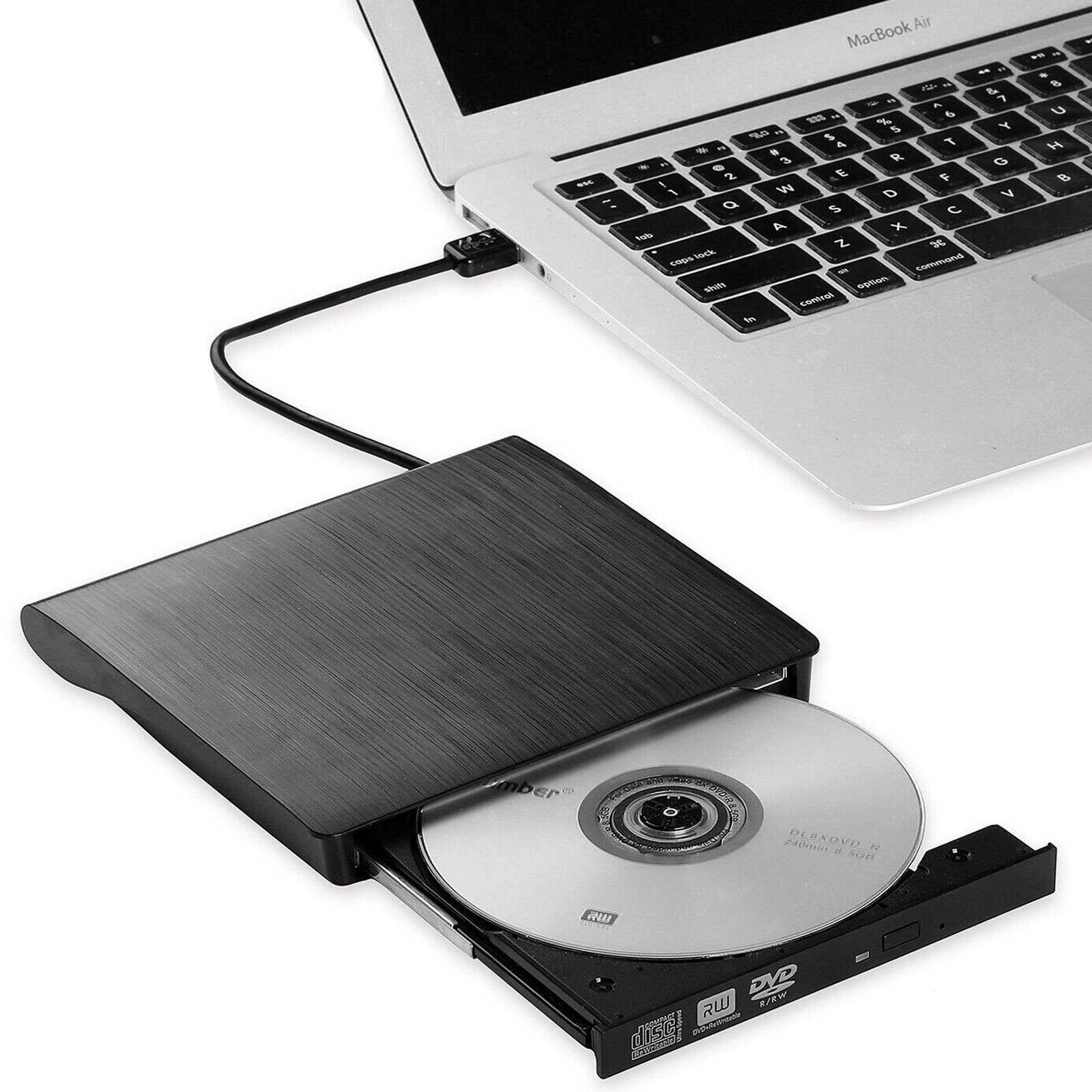USB 3.0 Slim External CD DVD RW Drive, a Writer/Burner/Player for Laptops