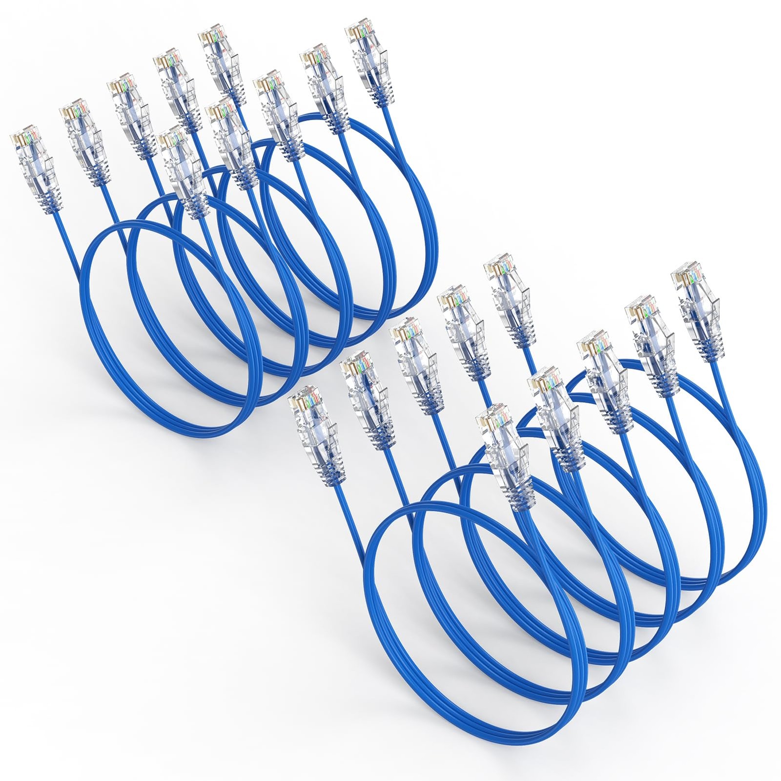 [UL Listed] Slim Cat6A Ethernet Patch Cables 3ft 10 Pack for Patch Panel