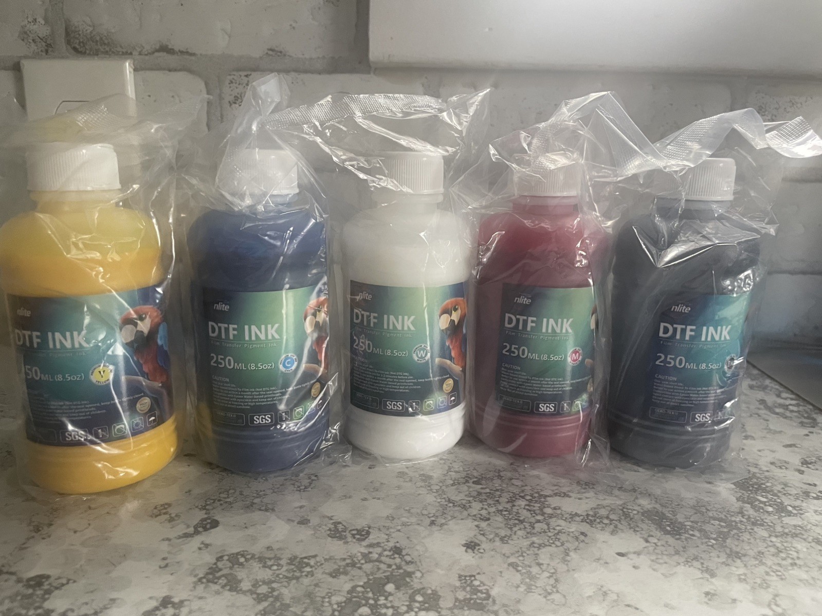 Enlite DTF Ink 250ML Combo Pack, Premium Pigment Ink for PET Film Heat Transf...