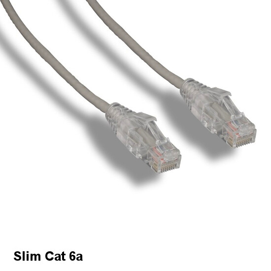 KNTK Gray 7ft Slim Cat6a UTP Patch Cable 28AWG Ethernet RJ45 Network Snagless