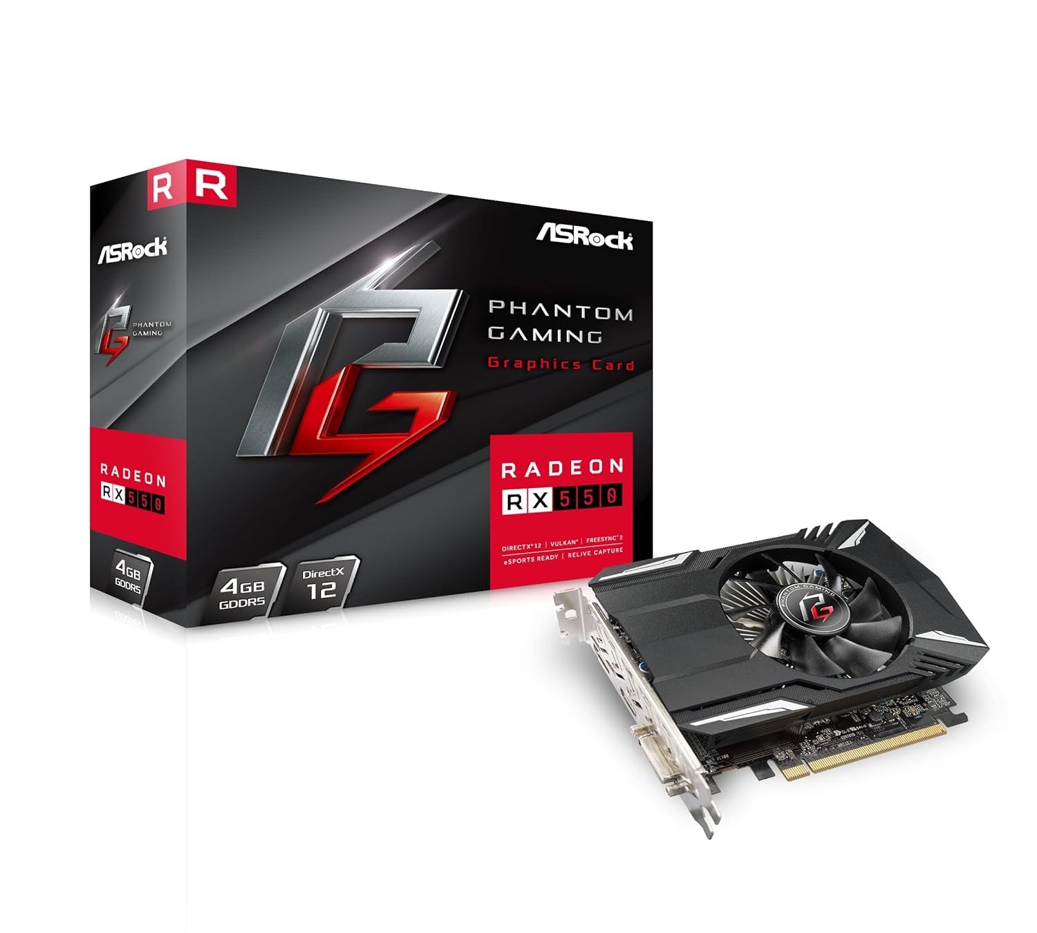 ASRock AMD pci_e_x8 Phantom Gaming Radeon RX550 gddr5 4G Fast Shipping