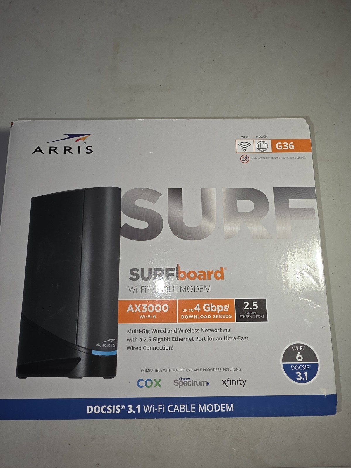 ARRIS SURFboard G36 DOCSIS 3.1 Gigabit Cable Modem and AX3000 Wi-Fi 6 Router