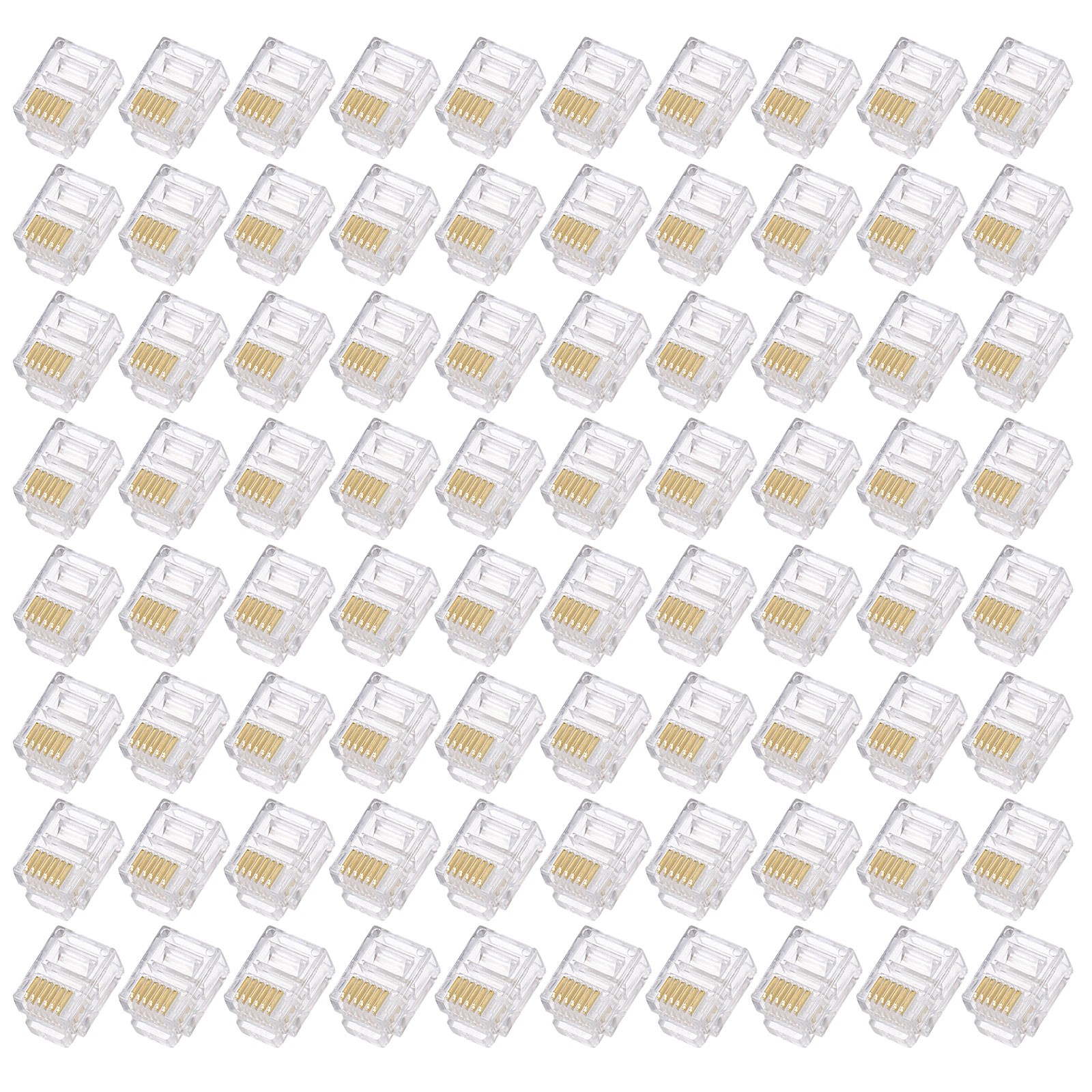Telephone Modular Plug Male RJ11/RJ12 6P6C Clear 80pcs