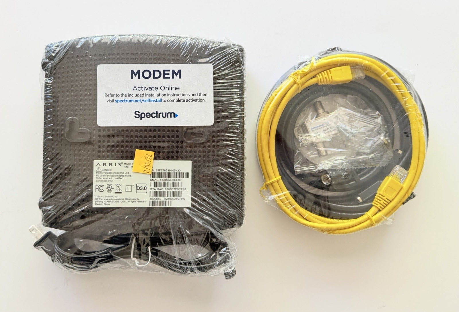 ARRIS TM1602AP2 Spectrum DOCSIS 3.0 Telephony Cable Modem New w/ SIK Kit