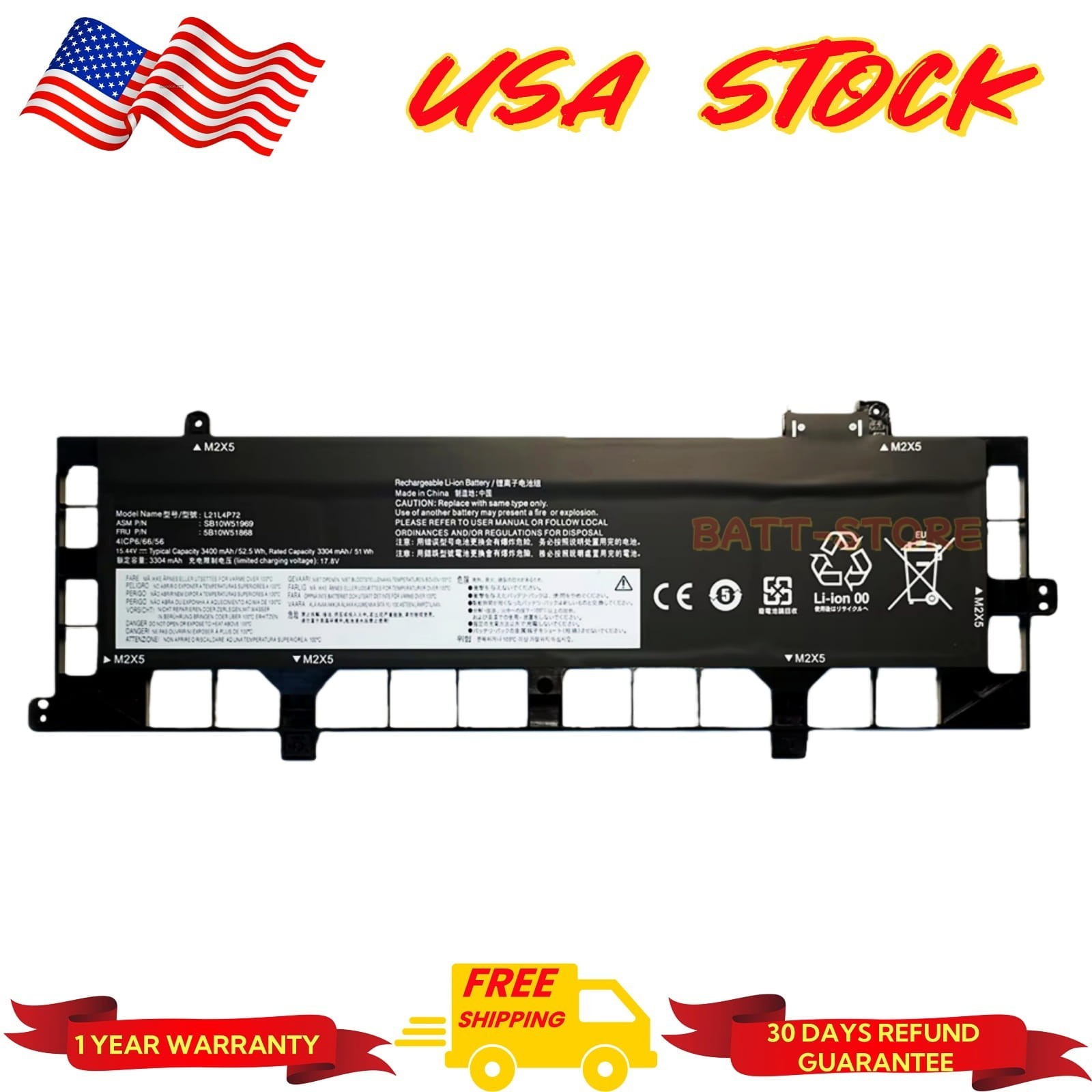 L21L4P72  L21M4P73 L21D4P72 Replacement Battery for Lenovo ThinkPad P16s Gen 2