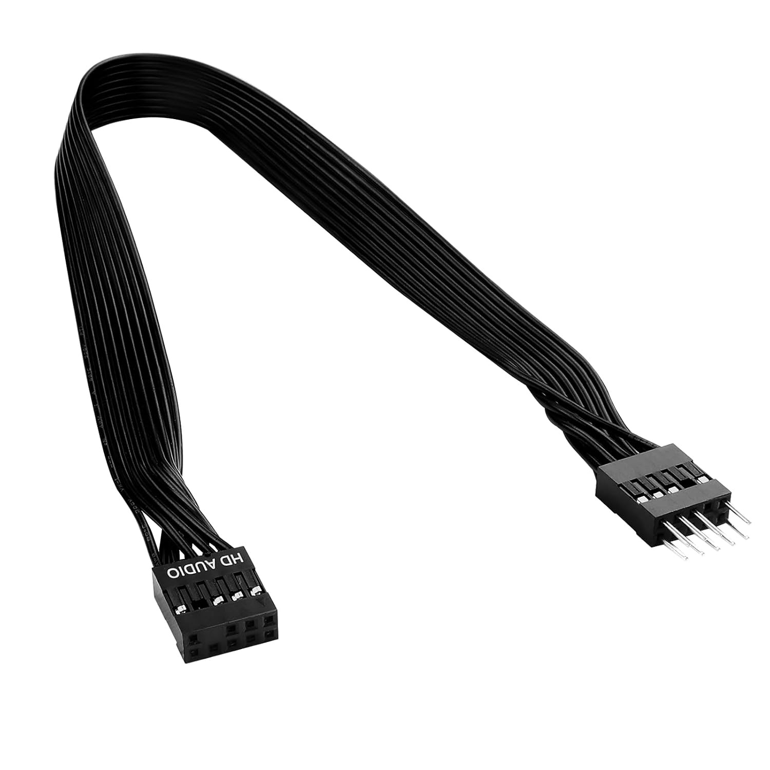 30Cm PC Motherboard Front Audio Extension Cable - Male to Female, Black Ribbon,