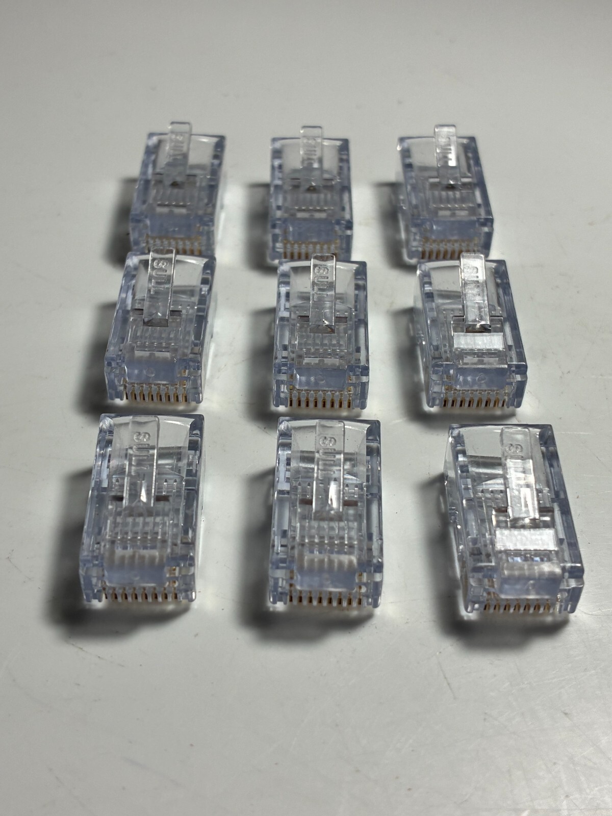 CAT6 Cat-6 Modular MALE Plugs RJ45 (SET OF 9) Feed-Thru Clear Crimp Ideal 85-378