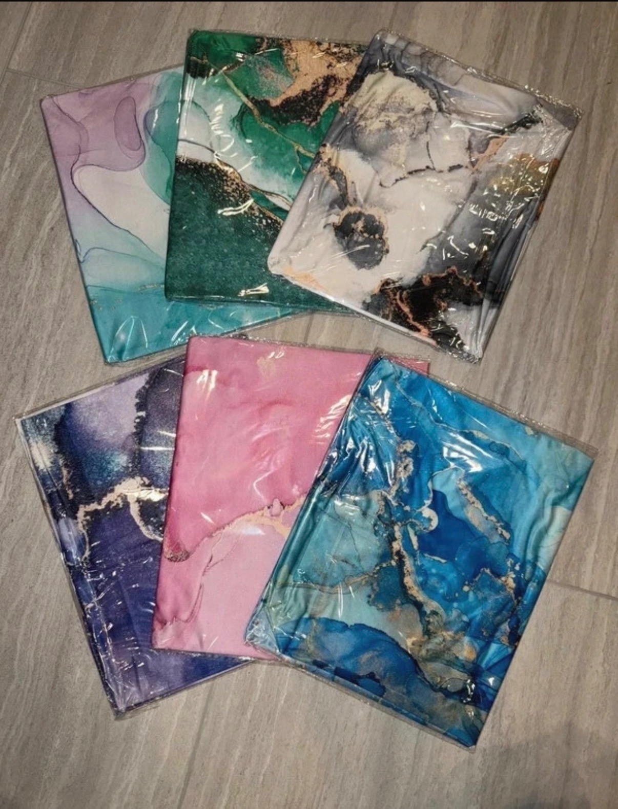 Set of 6 Marble Pattern book covers