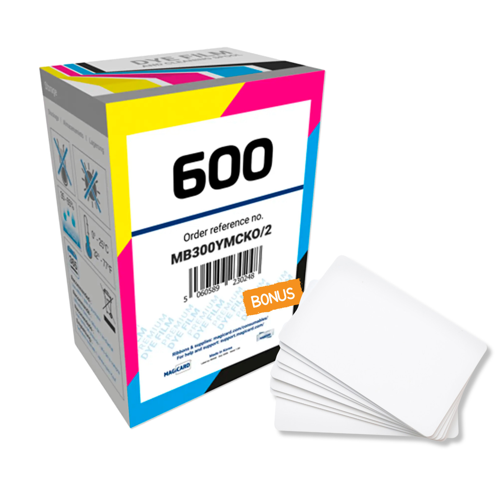 Magicard MB300YMCKO/2 Color Ribbon 300 Prints for Magicard 600 OEM + Bonus Cards